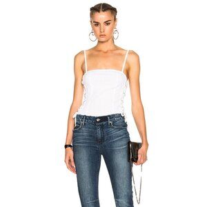 NWT RtA Eveline Square Neck Lace-Up High Cut Bodysuit in White Sz Small
